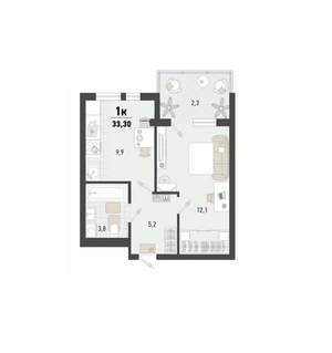 1-к квартира, вторичка, 33м2, 10/15 этаж