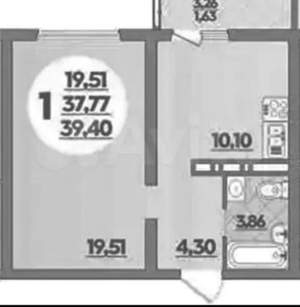 1-к квартира, вторичка, 40м2, 4/16 этаж