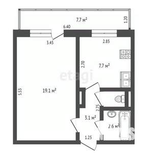 1-к квартира, вторичка, 34м2, 4/9 этаж