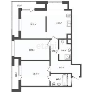 3-к квартира, вторичка, 91м2, 4/21 этаж