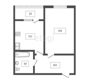 1-к квартира, вторичка, 49м2, 2/3 этаж