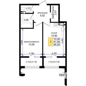 1-к квартира, вторичка, 45м2, 7/8 этаж