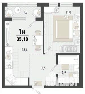 1-к квартира, вторичка, 35м2, 5/15 этаж