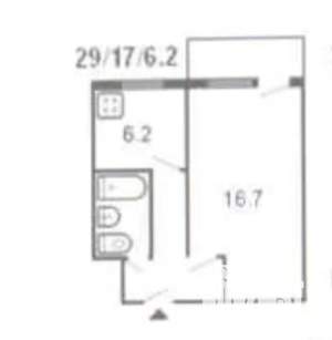 1-к квартира, вторичка, 30м2, 4/4 этаж