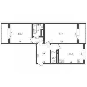 2-к квартира, вторичка, 65м2, 4/16 этаж