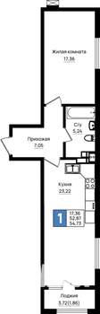 1-к квартира, вторичка, 55м2, 2/18 этаж