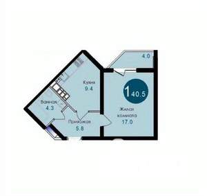 1-к квартира, вторичка, 41м2, 4/14 этаж