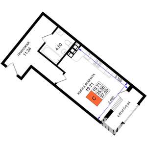 Студия квартира, строящийся дом, 38м2, 7/8 этаж