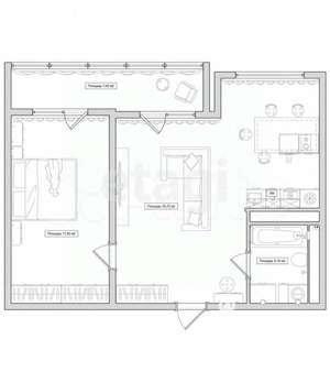 1-к квартира, вторичка, 57м2, 4/16 этаж