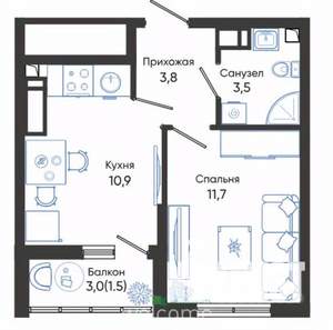 1-к квартира, вторичка, 31м2, 12/24 этаж