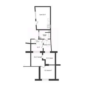 3-к квартира, вторичка, 70м2, 1/1 этаж