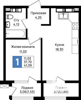 1-к квартира, вторичка, 41м2, 17/18 этаж