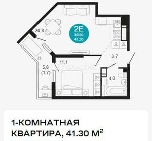 1-к квартира, вторичка, 40м2, 12/25 этаж