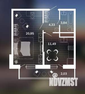1-к квартира, вторичка, 48м2, 3/12 этаж