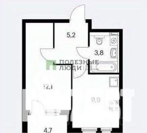 1-к квартира, вторичка, 34м2, 18/20 этаж