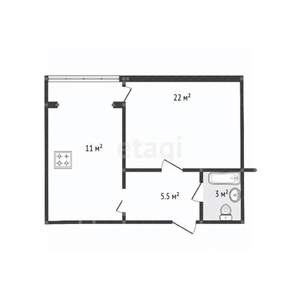 1-к квартира, вторичка, 42м2, 1/8 этаж