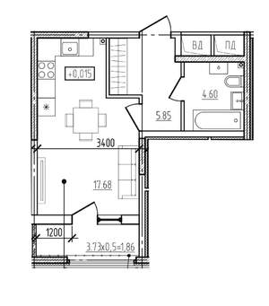 Студия квартира, вторичка, 30м2, 1/9 этаж