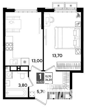 1-к квартира, вторичка, 36м2, 2/13 этаж