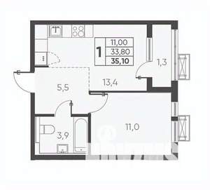 1-к квартира, вторичка, 35м2, 17/24 этаж