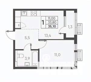 1-к квартира, вторичка, 35м2, 18/24 этаж