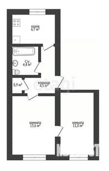 2-к квартира, вторичка, 41м2, 1/2 этаж