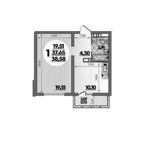 1-к квартира, вторичка, 39м2, 15/16 этаж