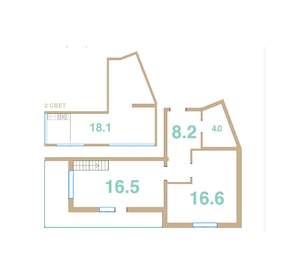 2-к квартира, вторичка, 76м2, 8/8 этаж