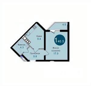 1-к квартира, вторичка, 41м2, 7/14 этаж