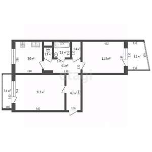 2-к квартира, вторичка, 51м2, 2/5 этаж