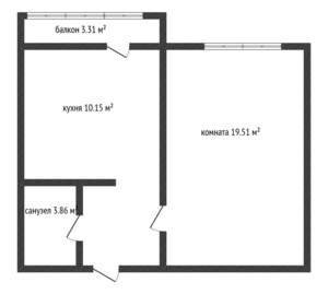 1-к квартира, вторичка, 39м2, 6/16 этаж