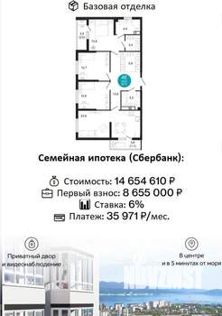3-к квартира, сданный дом, 98м2, 2/24 этаж