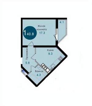 1-к квартира, вторичка, 41м2, 5/14 этаж