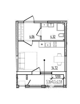 Студия квартира, вторичка, 26м2, 1/9 этаж