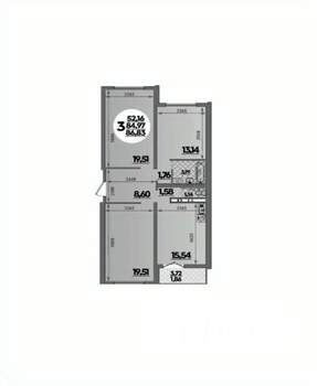 3-к квартира, вторичка, 87м2, 4/16 этаж
