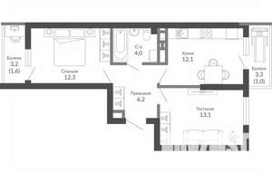 2-к квартира, вторичка, 50м2, 17/23 этаж