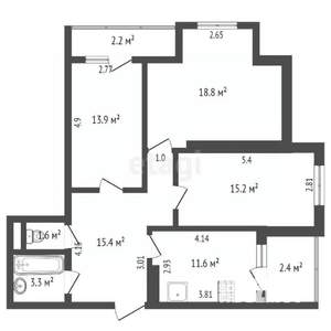 3-к квартира, вторичка, 80м2, 7/16 этаж