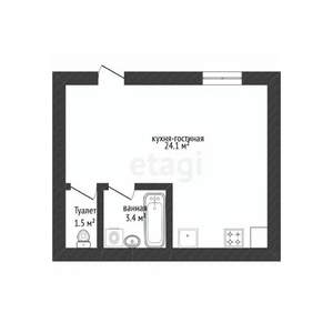 Студия квартира, вторичка, 29м2, 1/4 этаж
