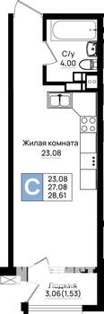 Студия квартира, вторичка, 29м2, 2/9 этаж