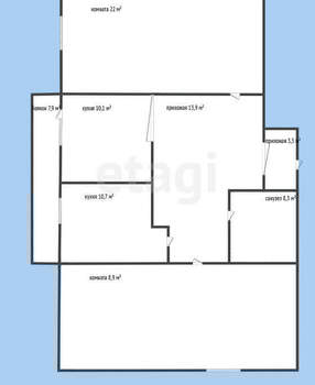 3-к квартира, вторичка, 99м2, 4/7 этаж