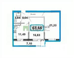 2-к квартира, вторичка, 64м2, 3/16 этаж