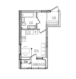 Студия квартира, вторичка, 23м2, 3/9 этаж