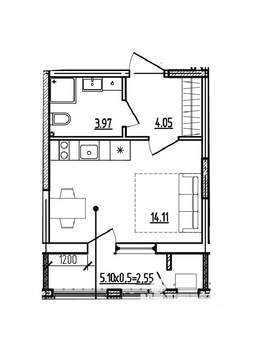 Студия квартира, вторичка, 25м2, 1/9 этаж