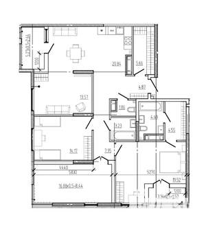 3-к квартира, вторичка, 114м2, 18/18 этаж