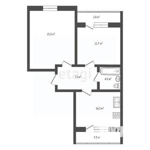 2-к квартира, вторичка, 55м2, 24/25 этаж