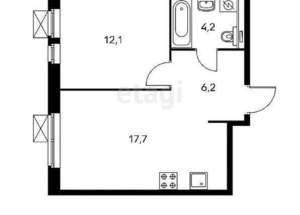 1-к квартира, вторичка, 41м2, 2/25 этаж