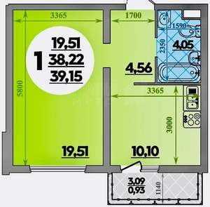 1-к квартира, вторичка, 39м2, 2/16 этаж
