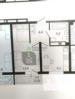 1-к квартира, вторичка, 32м2, 9/23 этаж