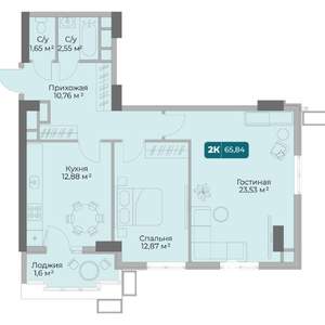 2-к квартира, вторичка, 66м2, 12/17 этаж