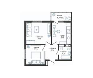 2-к квартира, вторичка, 48м2, 8/24 этаж