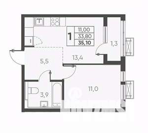 1-к квартира, вторичка, 35м2, 20/24 этаж